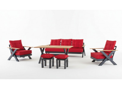 Gartenmöbel Sofagarnitur Tisch Hocker Sessel Veranda Sitzgruppen 6tlg.