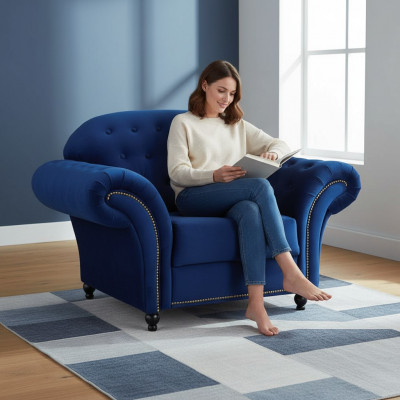 Bloen Chesterfield Fautteuil Eenzelsëtz Canapé Sofa Blo Lienestull Miwwelen