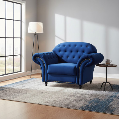 Bloen Chesterfield Fautteuil Eenzelsëtz Canapé Sofa Blo Lienestull Miwwelen