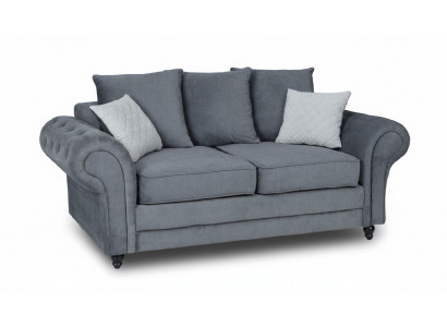 Grau Chesterfield Canapé Këssen Miwwelen Stoff Canapéen Sofae Zweesëtzer