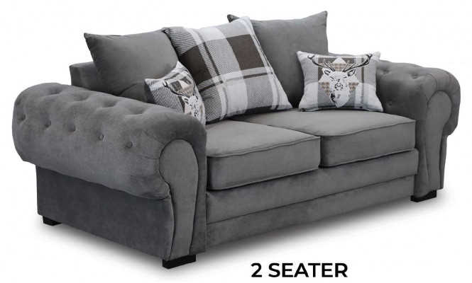 Gray Chesterfield Couch Këssen Miwwelen Stoff Couchen Sofas Design Textil