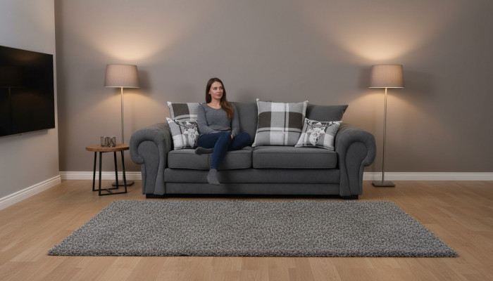 Dräi-Sëtzer Canapé Polster Miwwelen Samt Canapé Stoff Sofa 224cm Canapéën