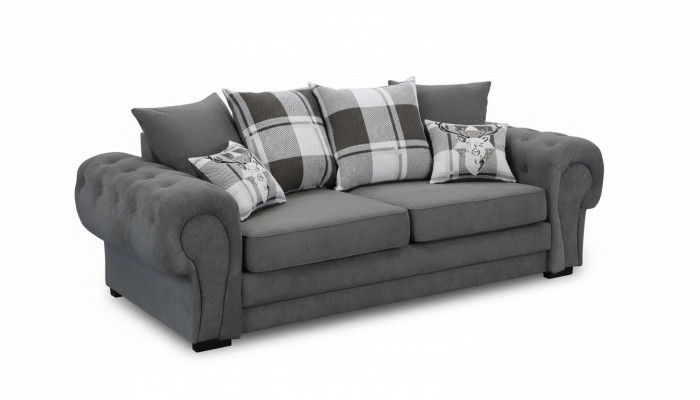 Dräi-Sëtzer Canapé Polster Miwwelen Samt Canapé Stoff Sofa 224cm Canapéën