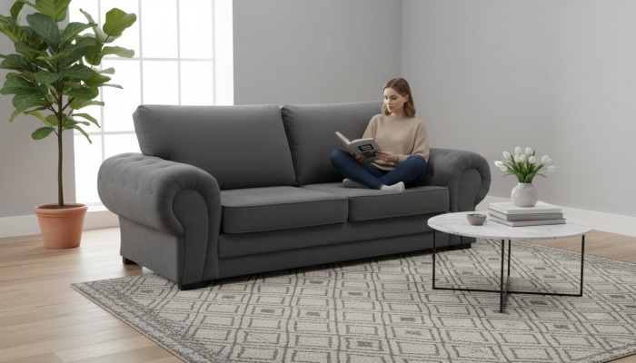 Luxus Sofa Canapé Gepolstert Sofen Polster Miwwelen Dräisëtzer Stoff Samt
