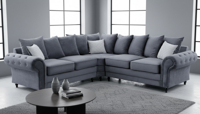 Modern Ecksofa Sofa Stil Gro Sofa Polster Stoff Textil Miwwelen L-Form Couchen