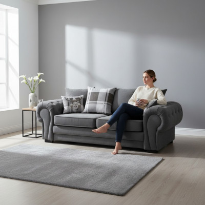 Chesterfield-Sofagarnitur 3+2+1, Wohnzimmermöbel aus Stoff am italienesche Stil