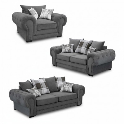 Chesterfield-Sofagarnitur 3+2+1, Wohnzimmermöbel aus Stoff am italienesche Stil
