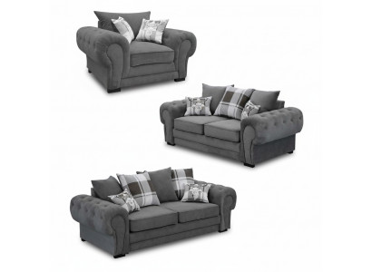 Chesterfield-Sofagarnitur 3+2+1, Wohnzimmermöbel aus Stoff am italienesche Stil