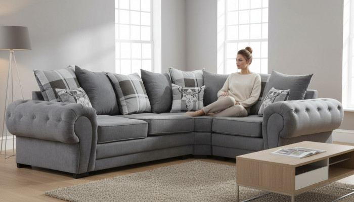 Italienesch Stil Ecksofa Gemittlechem Design Sofa Polster Textil Stuff Stoff