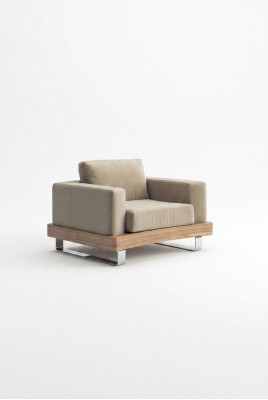 Beige wäisse Fauteuil Sesselen Wunnzëmmermiwwelen Liesfauteuil Ouerfauteuil