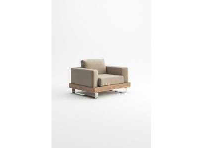 Beige wäisse Fauteuil Sesselen Wunnzëmmermiwwelen Liesfauteuil Ouerfauteuil