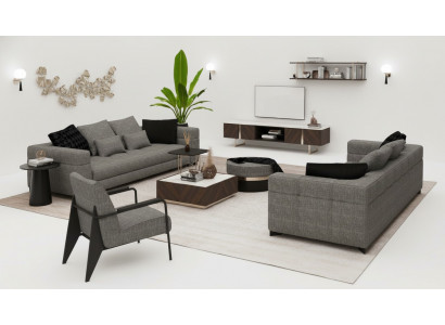 Grou Wäischuchtzimmerset Dreesëtzer Zwësesëtzer Fauteuil Wäischuchtzimmerset Nei
