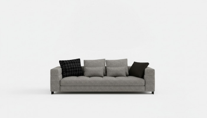 Gro Sofa mat dräi Sëtzer, Wunnzëmmer-Sëtzmiwwel, Holzgestell, Sofakollektioun