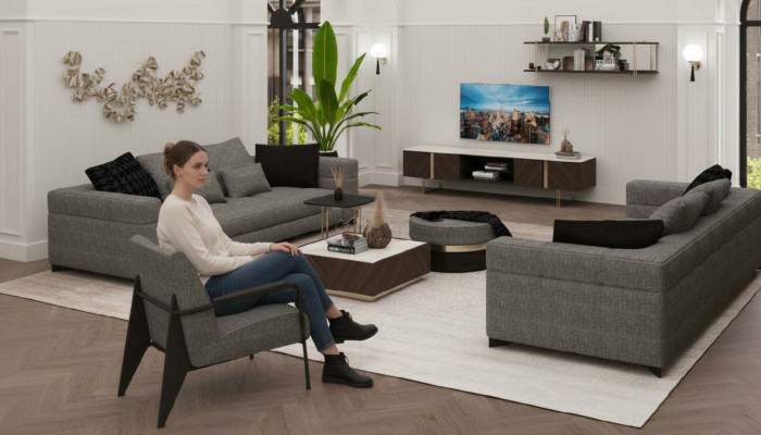 Groer Sëtzessel Edelstolféiss Modern Wunnzëmmermëttelen Sëtzessel Sofa Canapé