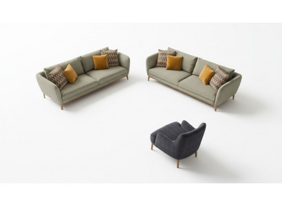 Gréng Sofa Modern Sofagarnitur Wunnzëmmer Dräisiwwer Fauteuil Zwéesiwwer 3+2+1