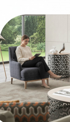 Wunnzëmmer Fauteuil Moderne Cocktailsessel Einsitzer Polstersessel Lounge Club
