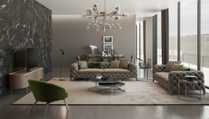 Chesterfield Sofa-Set Véiersëtzer Sofasen Luxus Couchen Fauteuil Miwwelen Sofa