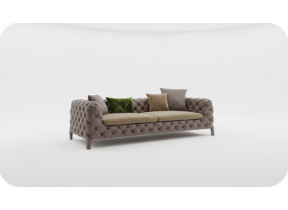 Taupe Chesterfield Dräisëtzer Luxus Modern Sofa Stil Wunnzëmmermiwwele