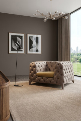 Chesterfield Taupe Fotell Chesterfield-Fotell Polstersëtz Wunnezëmmer