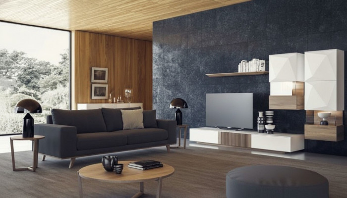 Gro Sofa am Wunnzëmmer a grénger Luxus Dräiersëtzer Polstercouch Modernen Miwwelstil