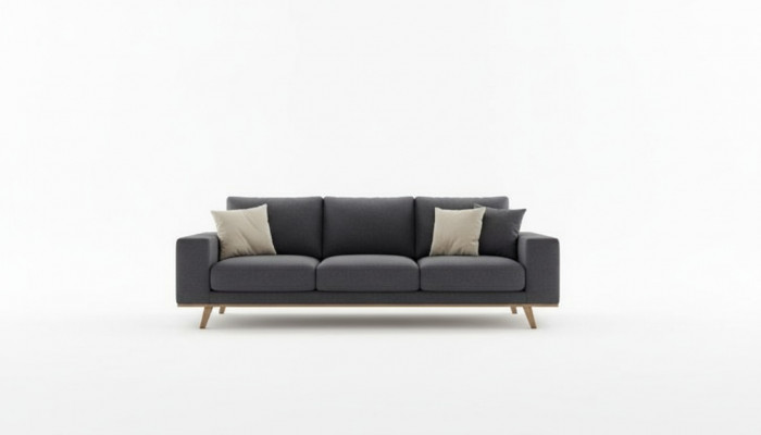 Gro Sofa am Wunnzëmmer a grénger Luxus Dräiersëtzer Polstercouch Modernen Miwwelstil