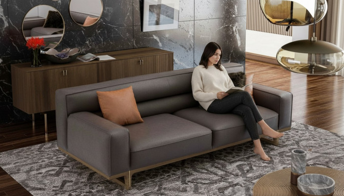 Gronge Dreisëtzer Modern Luxus Canapé Wunnzëmmer Miwwelen Wunnzëmmer Sofa