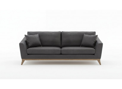 Dräisëtzer Wunnzëmmer-Sofa aus grénger Konschtléder Moderne Couch Stil Miwwelen