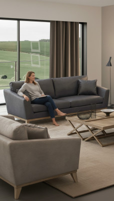 Grou Grëschtelenzt Holzgerüst Modern Wohnzimmerkanapé Nei Luxus Design
