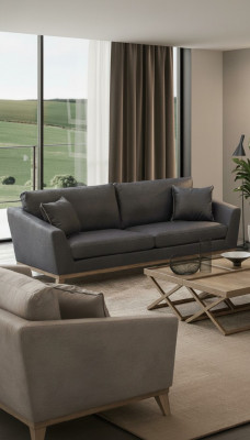 Grou Grëschtelenzt Holzgerüst Modern Wohnzimmerkanapé Nei Luxus Design