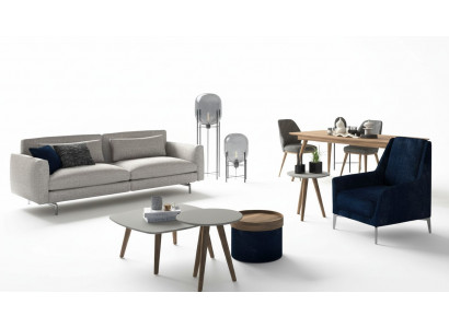 Grau-Schwaarz Wunnzëimmermiwwel Dräi-Sëtzer Fautteuil Neie Luxus Set Modern