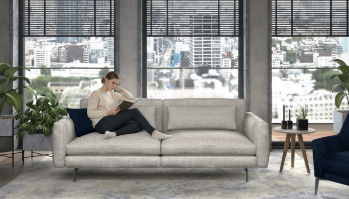 Dräi-Sëtzer Canapé Modern Wohnzimmermiwwel Stoff Sofas Gro Modern Stil