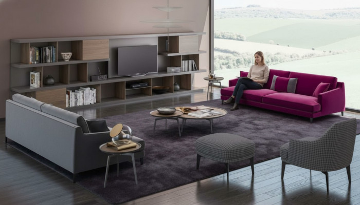 Grouss Gro Wäiss Stuff Sofagarnitur Luxus 3+2+1 Sëtzer Hocker 4tlg Nei