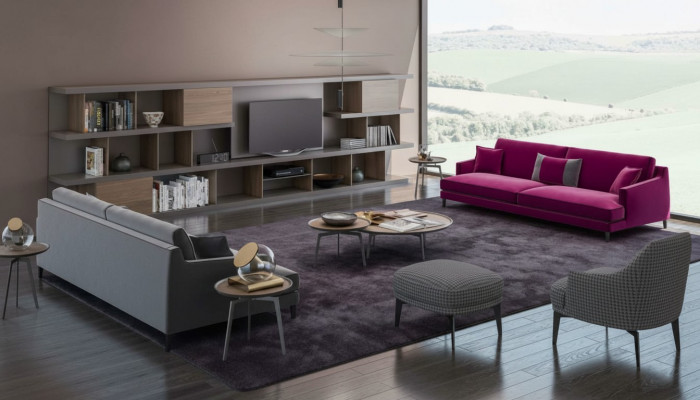 Grouss Gro Wäiss Stuff Sofagarnitur Luxus 3+2+1 Sëtzer Hocker 4tlg Nei