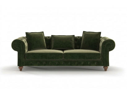 Grénge Chesterfield Textil Dräisëtzer Luxus Couche Wunnzëmmercouch Still