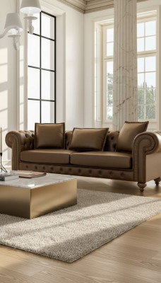 Braune dräi-Sëtz-Stuffcouch Luxus Lieder Still Miwwelen Nei