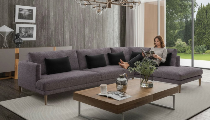 Wunnlandschaft Sofa Ecksofaen L-Form Textilmöbel Modern Ariichtung