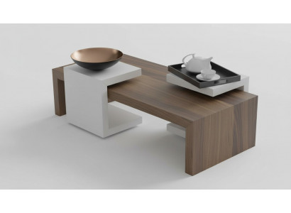 Couchtisch Set Nossbanën Natur Wunnzëmmerméibelen Säitentëscher Modern Neit