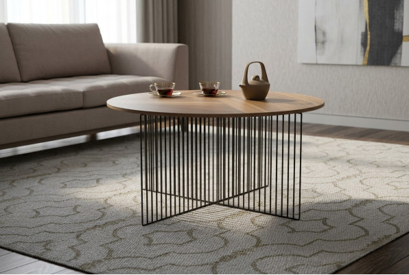 Moderne Wunnzëmmer Couch-Dësch Braun Massivholz Miwwelen Luxus Ablag-Dëscher