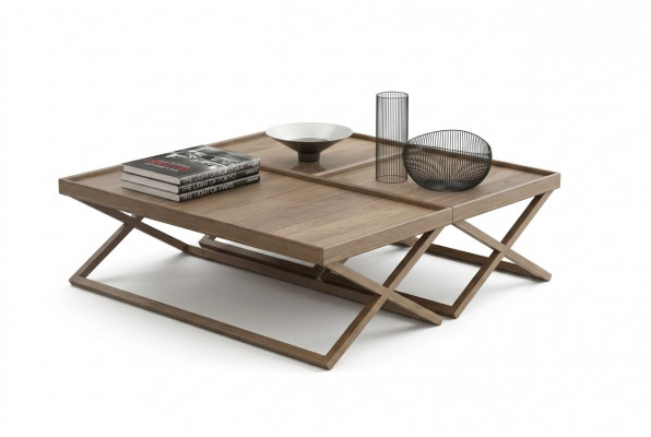 Klappbare Luxus Braun Salontafel Holzdësch Wunnzëmmer Miwwelen Stil Dësch