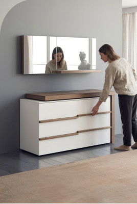Wäiss Luxus Kommode Mat Spigel Modernes Walnuss Natur Design Nei