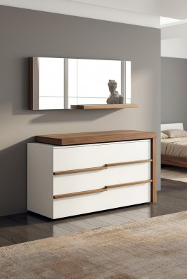 Wäiss Luxus Kommode Mat Spigel Modernes Walnuss Natur Design Nei