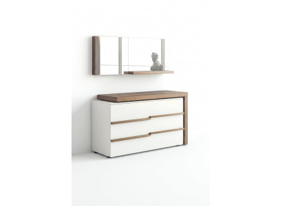 Wäiss Luxus Kommode Mat Spigel Modernes Walnuss Natur Design Nei