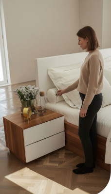 Brongen Nuetsschaf am Schlofzëmmer Modern Echt Holz Schlofzëmmermiwwele Nei