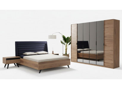 Schwaarzt Brongen Bettgestell Duebelbett Schlofzëmmer Miwwelen Designer Bett
