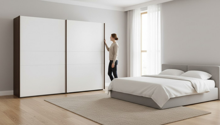 Moderne Kleederschaf mat Spigeldieren Schlofzëmmermiwwel Ariichtung