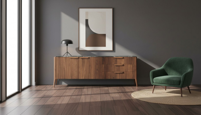 Grousst Holz Sideboard Modern Iesszëmmermiwwelen Massivholz Schëffer Nei