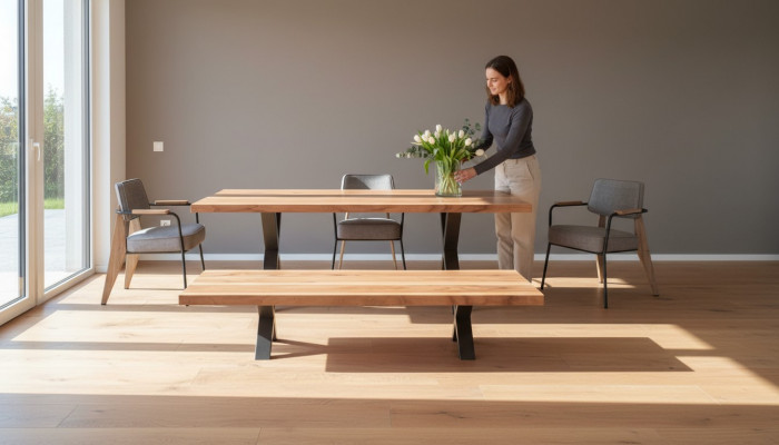 Designer Iesszëmmer Set Iessdësch Still Iessbank Moderne Stil Holzmöbel