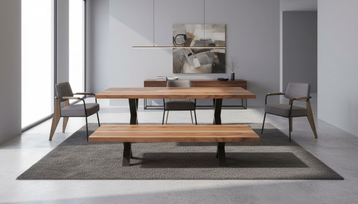 Designer Iesszëmmer Set Iessdësch Still Iessbank Moderne Stil Holzmöbel