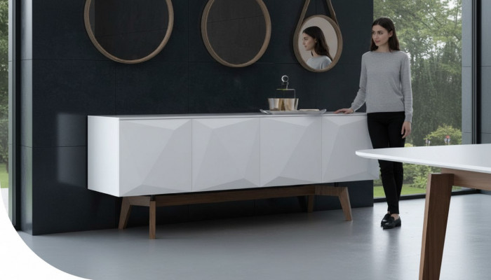 Wäisst Sideboard Mat Stauplaz Iesszëmmermiwwel Luxus Holzmëbelen Modern