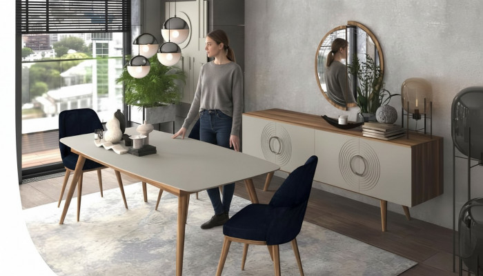 Iessgrupp Luxusdësch Mat Still Iesszëmmermobilier Modernen Iesszëmmer Set